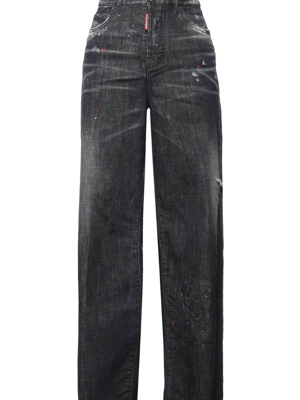 DSQUARED2 Women's Black Wide-Leg Paint-Splatter Jeans